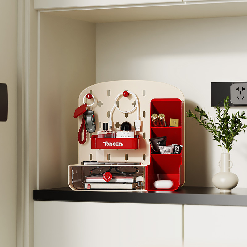 Document Holder Stand - Desktop Pegboard Organizer with Drawer, Multifunctional