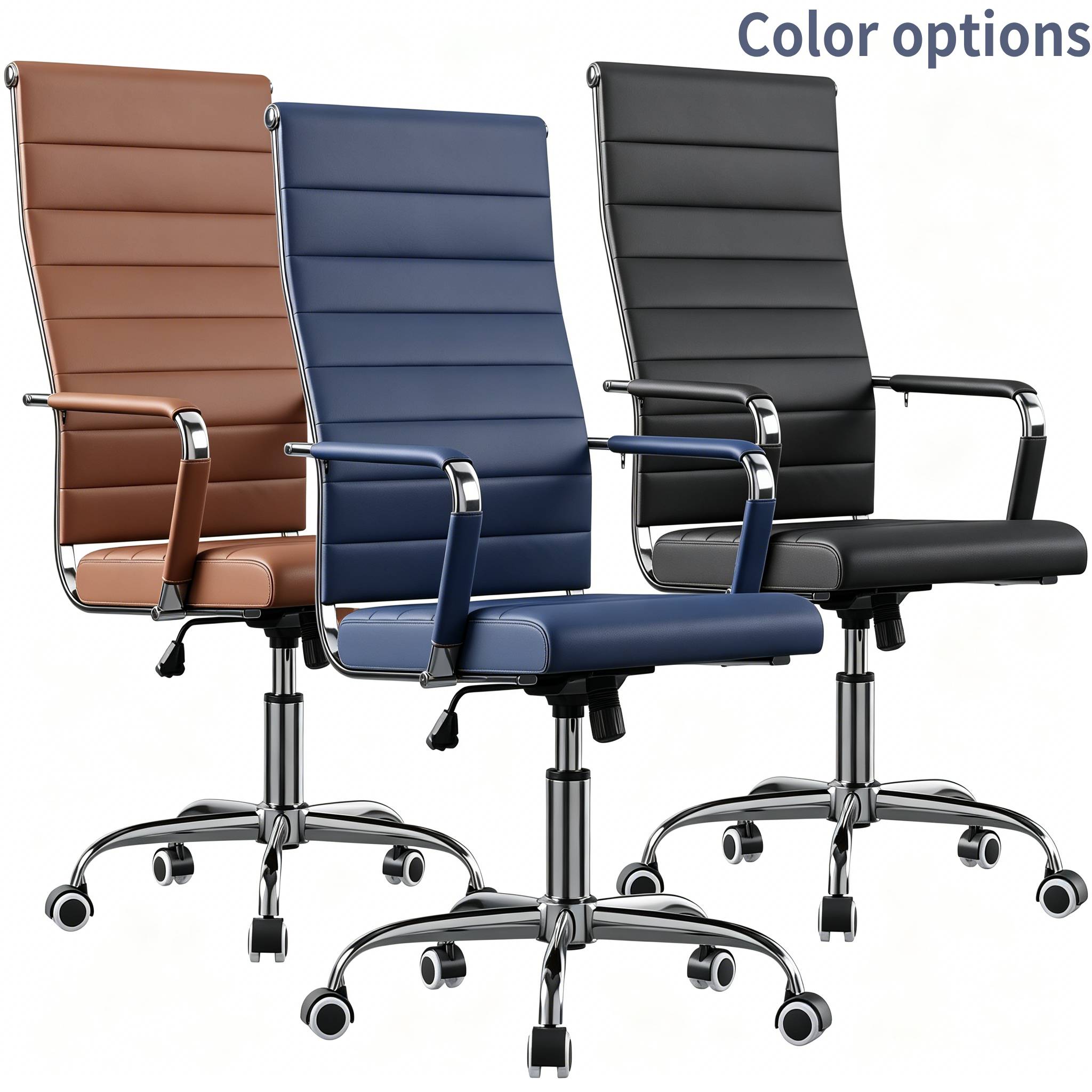 Ergonomic Office Chair - Executive Office Desk Chair, Ribbed Mid-Back