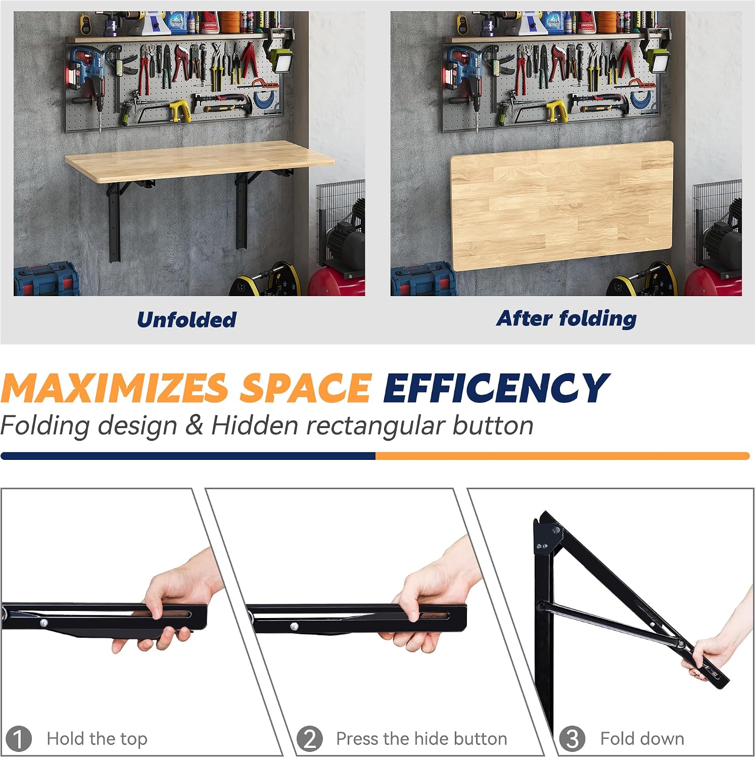 Wall Mounted Folding Workbench - đánh giá và giá Home Office Work Table