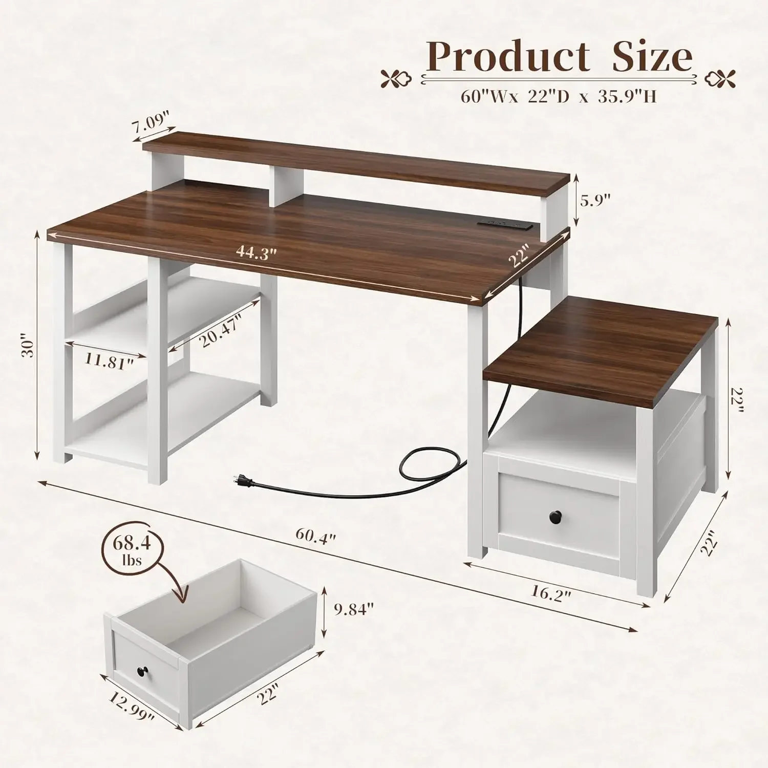 White Gaming Desk With Drawer  - đánh giá và giá Home Office Work Table